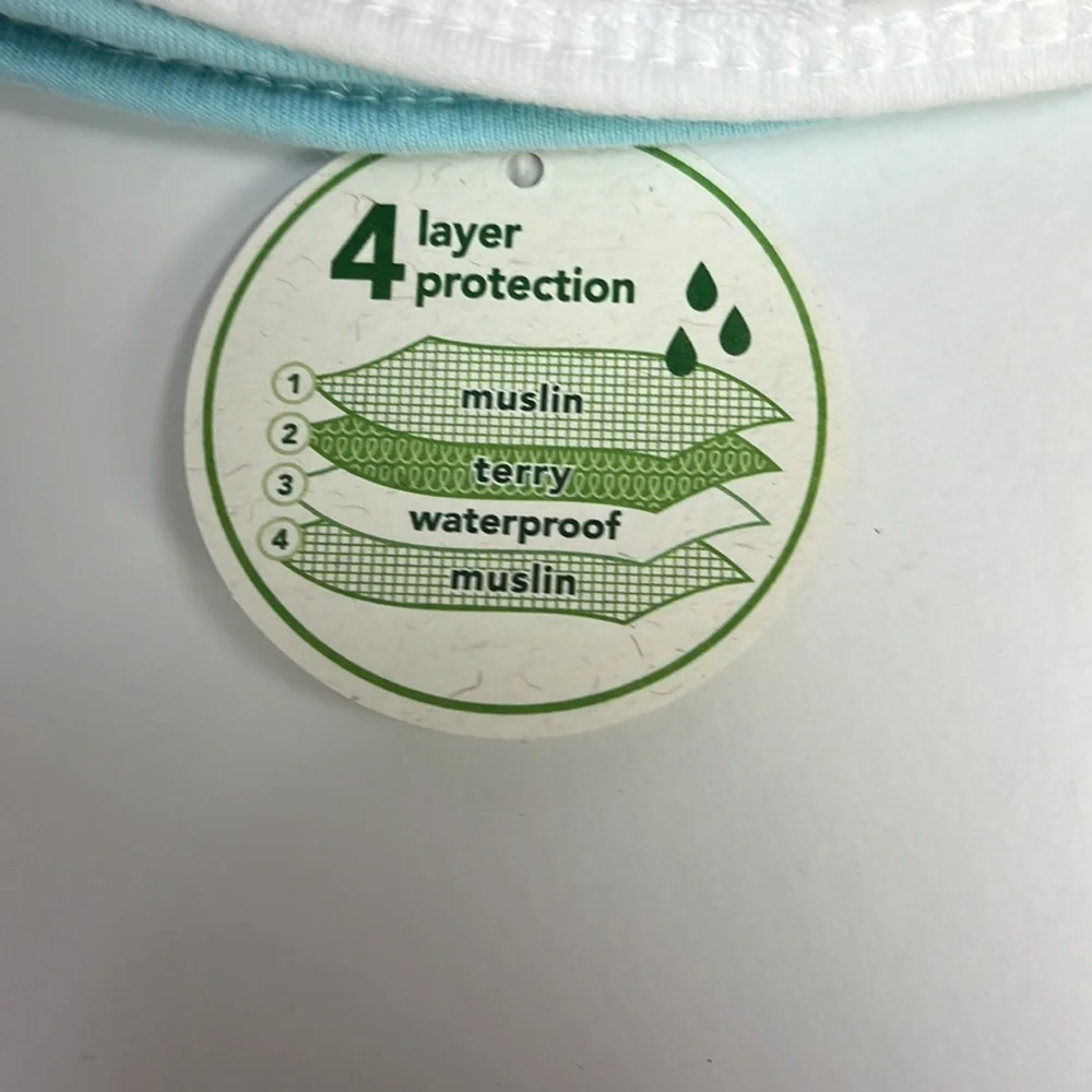 Muslin stay-dry teether bibs. 1696